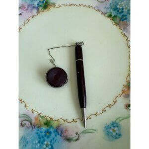 Vintage 40's Retractable Lapel Mechanical Pencil Burgundy Bakelite